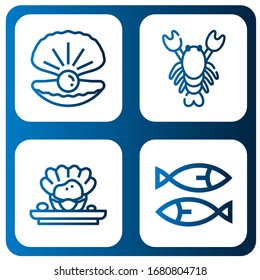 octopus simple icons set. Contains such icons as Oyster, Lobster, Shellfish, Sardines, can be used for web, mobile and logo