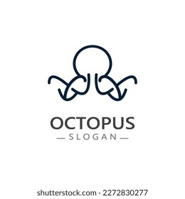 Octopus simple modern line art logo design template