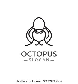 Octopus simple modern line art logo design template