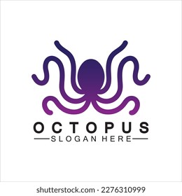 Octopus simple modern line art logo design-vector illustration