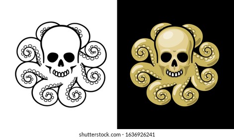 Octopus with skull head fantasy image. RGB. Global color