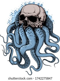 octopus skull, skull vector, octopus vector, octopus with skull design, octopus