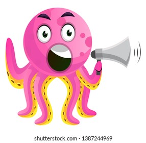 Octopus With A Speakerphone Illustration Vector On White Background