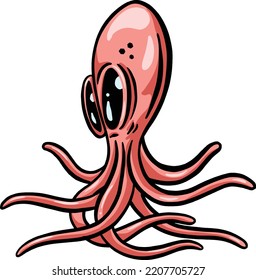Octopus Squid Cartoon Mascot Logo Character in Vector