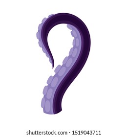 Octopus Or Squid Cut Tentacle Of Bright Violet Colors Vector Illustration