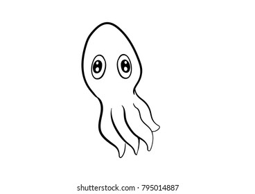 octopus squid doodle icon vector coartoon