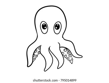 octopus squid doodle icon vector coartoon