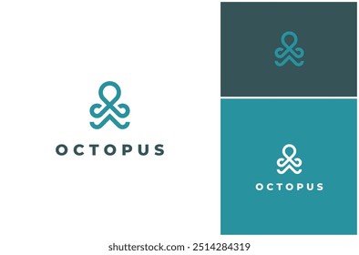Polvo Lula Jellyfish Tentacle Abstrato Moderno Simples Linha Arte Vetor Logo Design Ilustração