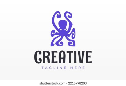 Octopus Squid Logo Design Template