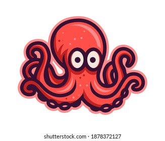 Octopus squid mascot template vector illustration