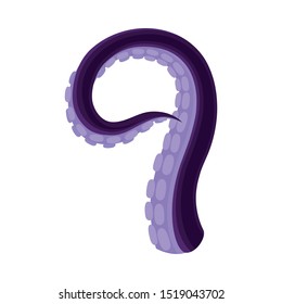 Octopus Or Squid Tentacle Of Bright Violet And Lilac Colors Curved Into Left Vector Illustration