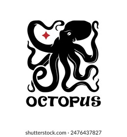 octopus and star with square shape vector illustration