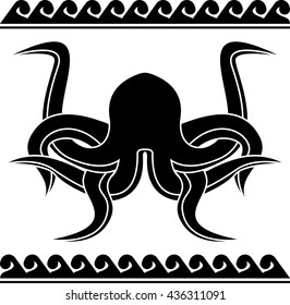 octopus. stencil. vector illustration