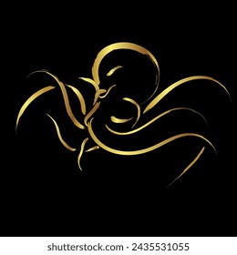 Octopus stroke paint over black background