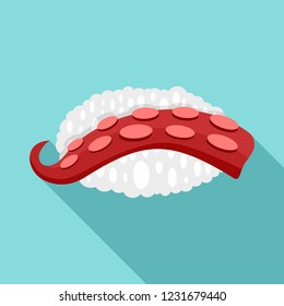 Octopus sushi icon. Flat illustration of octopus sushi vector icon for web design
