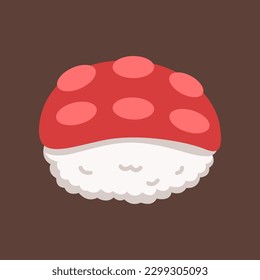 Octopus Sushi Icon Sticker Illustration