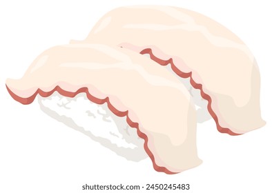 Octopus sushi. Japanese cuisine. Vector illustration.