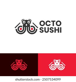 octopus sushi vector logo design