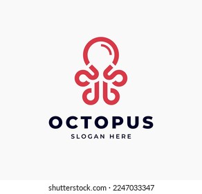 Octopus symbol animal nature tentacle ink black bold line creative vector logo design