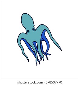 Octopus symbol simple flat icon on background