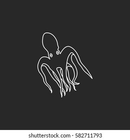 Octopus symbol simple line icon on background