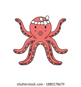 octopus takoyaki cartoon logo vector design illustration