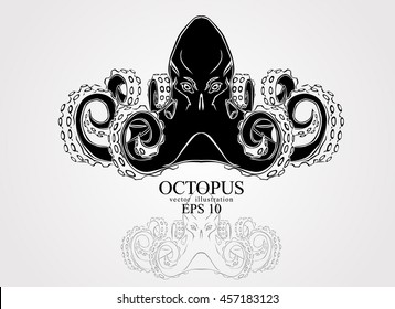 The octopus for tattoo. The emblem of octopus.