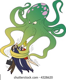 An octopus of a tax system takes business people with a friendly hug.