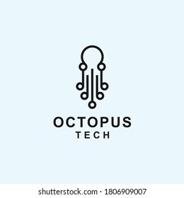 octopus tech logo design vector illustration on white background