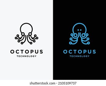 
plantilla de logotipo de diseño de tecnología Octopus