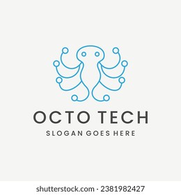 vector de diseño de logotipo de tecnología octopus