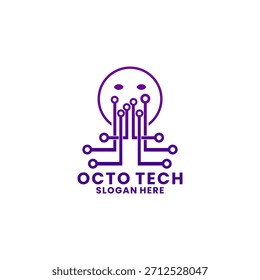 Octopus technology logo design vector template. Octopus tech logo vector