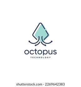 Octopus technology with modern creative logo design vector