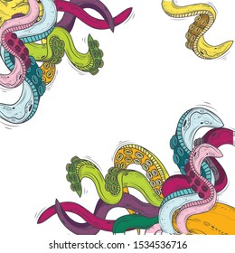 Octopus Tentacle Border Colorful Abstract