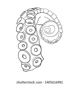 Octopus tentacle hand drawn icon. Seafood design element for restaurant menu, packaging etc. 