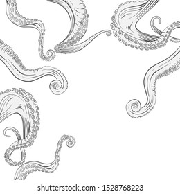 octopus tentacle. Hand drawn vector. isolated on white background.