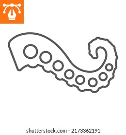 Octopus tentacle line icon , outline style icon for web site or mobile app, food and saefood, tentacles vector icon, simple vector illustration, vector graphics with editable strokes.