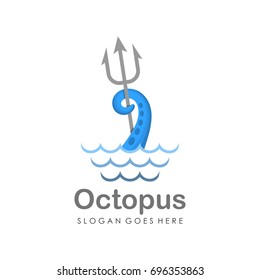 Octopus tentacle logo design templte