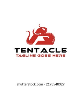 Octopus Tentacle Logo Design Vector Kraken Symbol