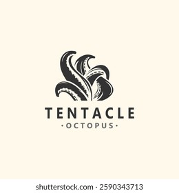 Octopus tentacle logo image design ocean animal vintage illustration