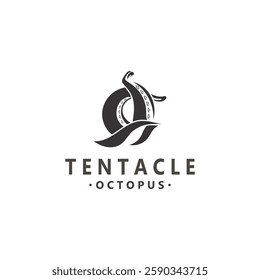 Octopus tentacle logo image design ocean animal vintage illustration