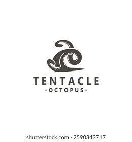 Octopus tentacle logo image design ocean animal vintage illustration