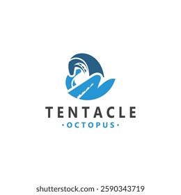 Octopus tentacle logo image design ocean animal vintage illustration