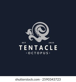 Octopus tentacle logo image design ocean animal vintage illustration