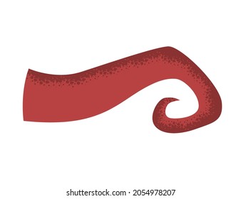 Octopus tentacle on white background. Sea squid vector cartoon icon. Spooky marine monster arm. Underwater animal