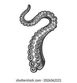 octopus tentacle sea food sketch engraving vector illustration. T-shirt apparel print design. Scratch board imitation. Black and white hand drawn image.