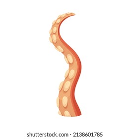 Octopus tentacle spreading, rising up. Sea underwater monsters leg with suckers. Ocean squids limb twisted. Ominous marine animal, cuttlefish. Flat vector illustration isolated on white background