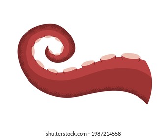 Octopus tentacle, underwater animal. Sea squid vector cartoon icon. Spooky marine monster arm on white background
