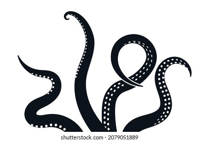 Octopus tentacle vector giant illustration monster sea creature. Octopus tentacle squid ocean icon