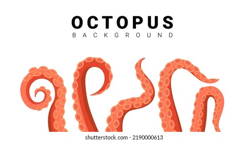 Octopus tentacle vector giant illustration monster sea creature. Octopus tentacle squid ocean icon